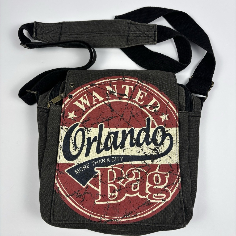 Robin Ruth "Wanted Orlando" Canvas Messenger Bag Crossbody Padded Shoulder Strap